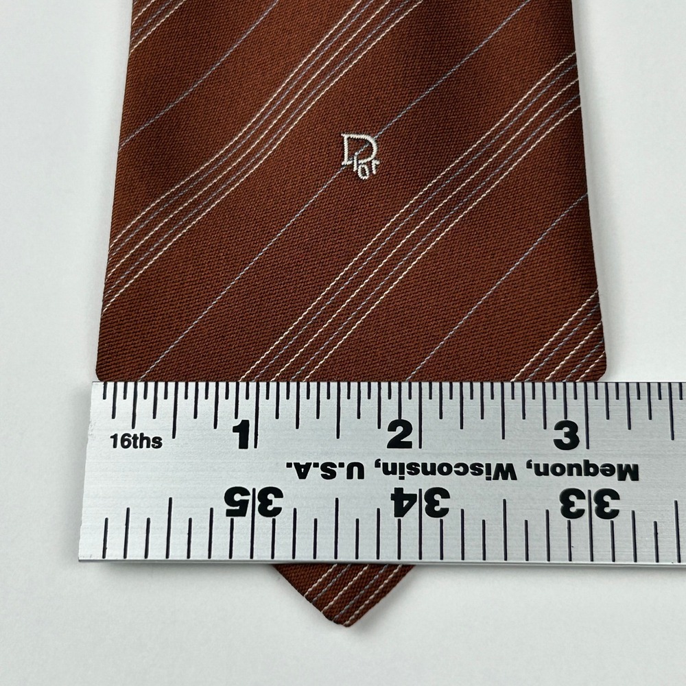 Vintage Christian Dior Hahne's Brown Striped Tie‎ NWT - Picture 5 of 9
